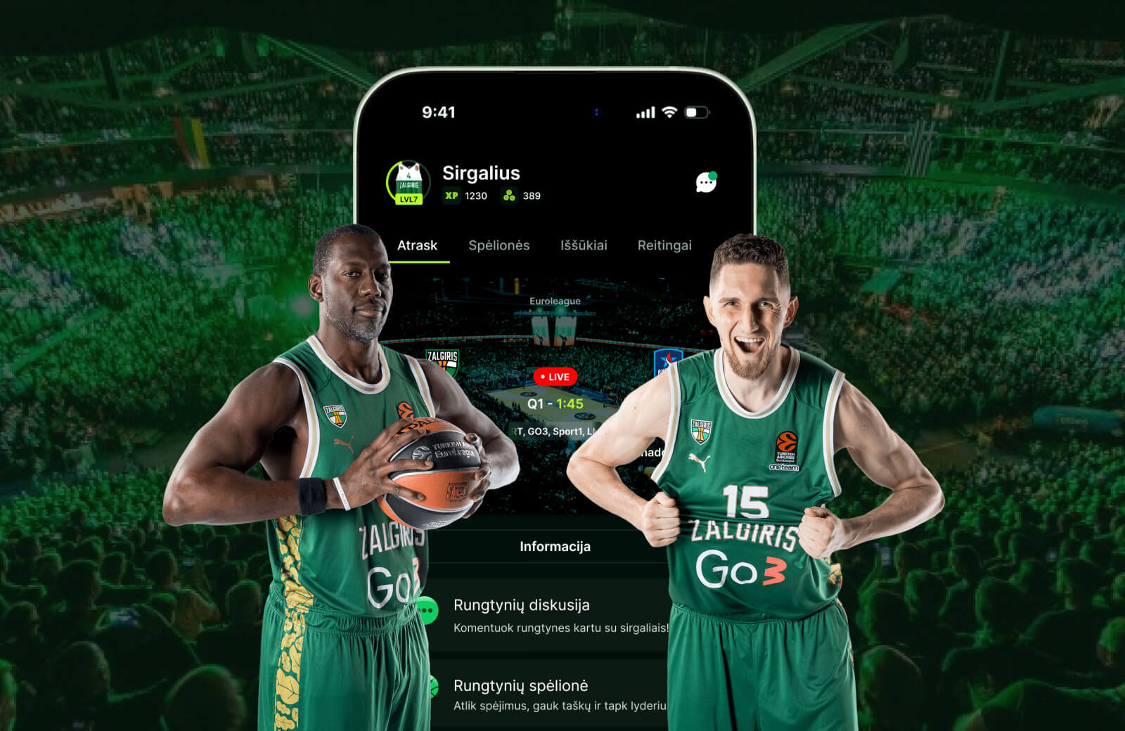 Unlock all Zalgiris app benefits